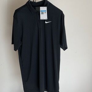 Nike Men's Black Polo Shirt with Subtle Stripes